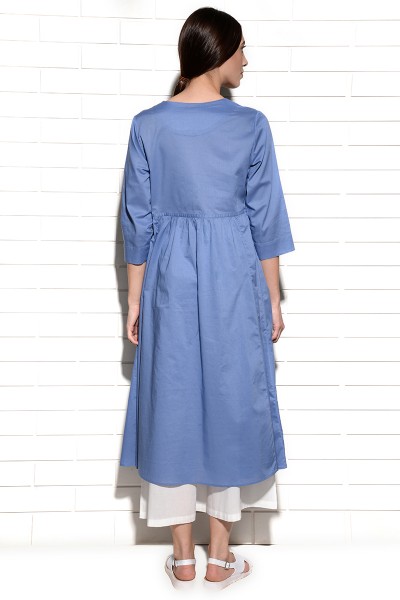 Blueberry Crush Tunic Kurta with embroidery at neck and tassles